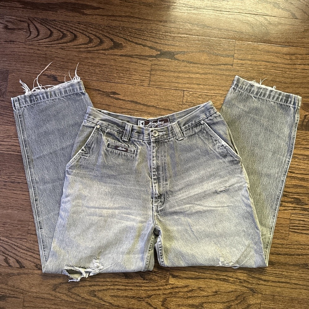 Y2K Karl Kani Jeans 90's Mens W32 L32 Grey Wash Distressed Retro‎ Worn Baggy Fit - Picture 10 of 10